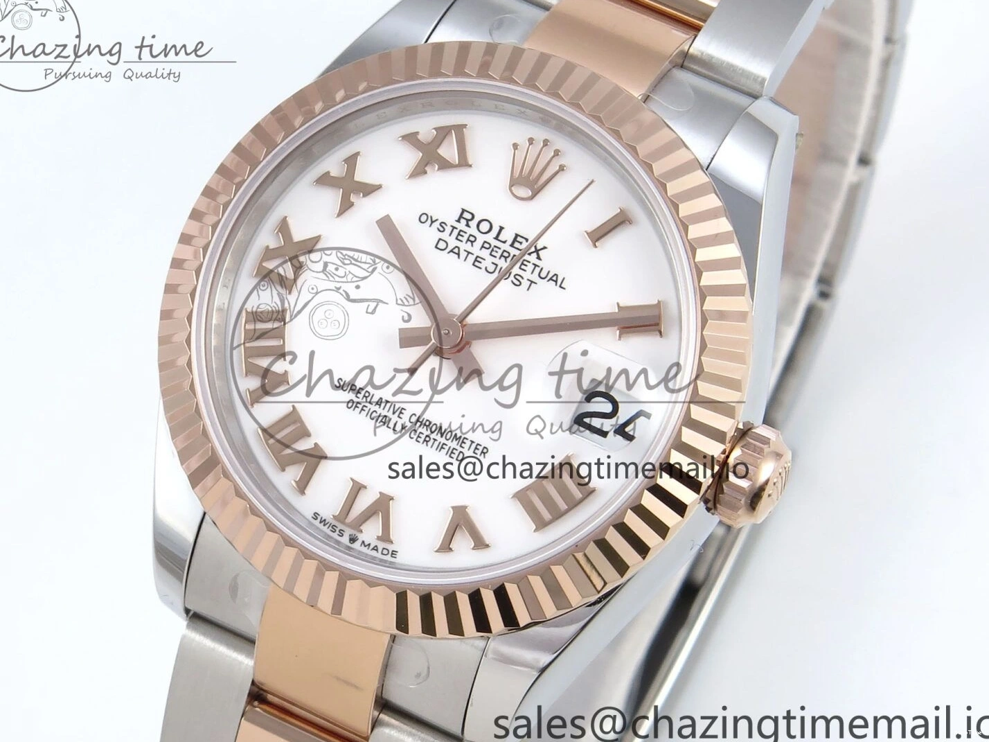 MiroTime 1230 Casual DateJust 31 278271 ARF 1:1 Best Edition 904L Steel White Roman Dial on SS RG Oyster Bracelet ETA 521